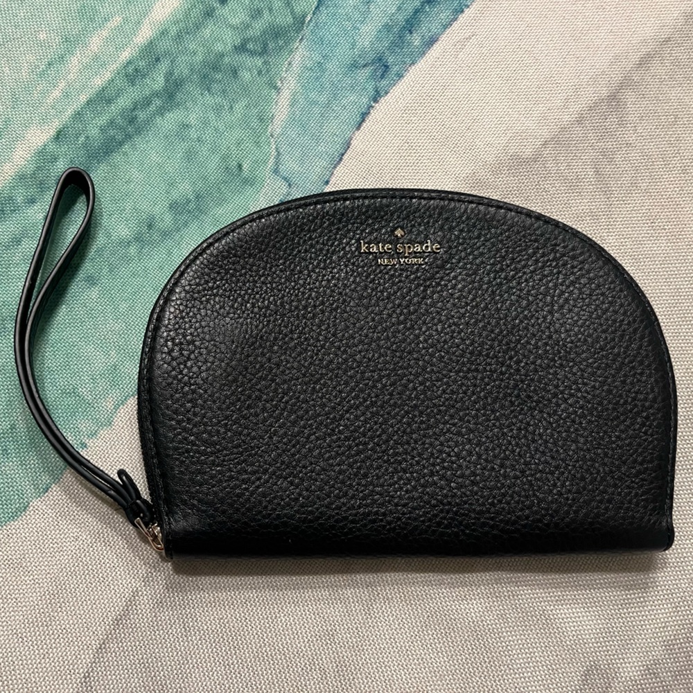 Kate Spade Black Half Moon Leather Wristlet